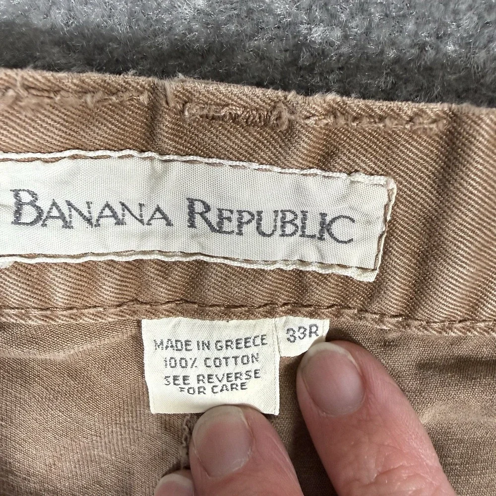 Vintage Banana Republic Pants Men's 33R Brown Straight Leg Button‎ Fly Greece